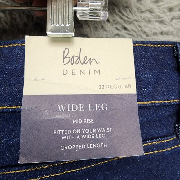 Boden Jeans Womens 22 Dark Wash Stretch High Rise Wide Leg Crop *NWT* - Picture 11 of 16